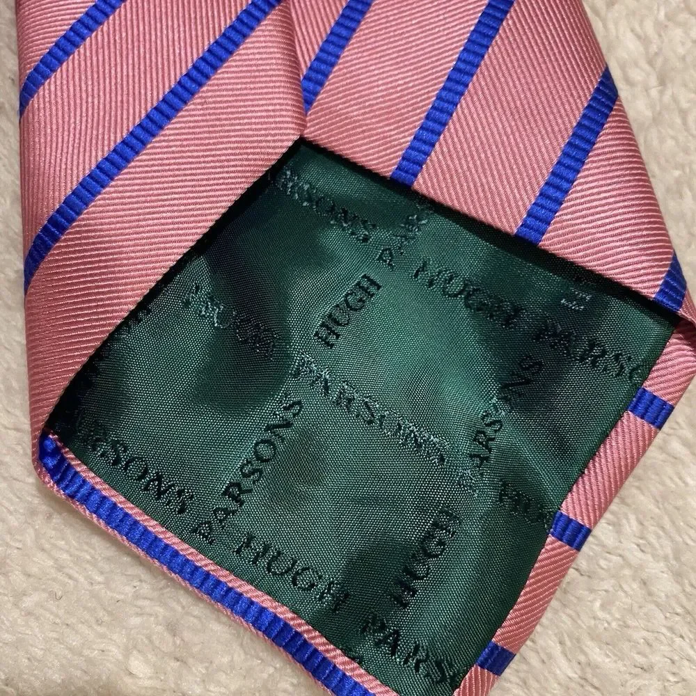 HUGH PARSONS‎ 100% Silk Tie Made in Italy Pink & Royal Blue 59